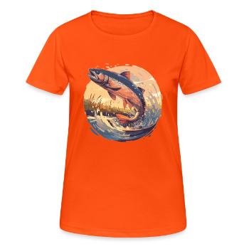Saumon Saumon - T-shirt respirant Femme - orange néon - Devant - AI Model Female 172 dark (172cm)