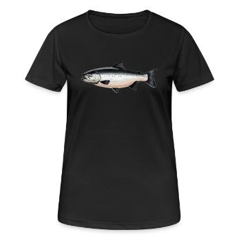 Saumon Saumon - T-shirt respirant Femme - noir - Devant - AI Model Female 172 light (172cm)