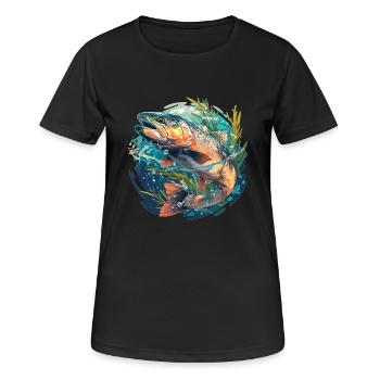 Saumon Saumon - T-shirt respirant Femme - noir - Devant - AI Model Female 172 light (172cm)