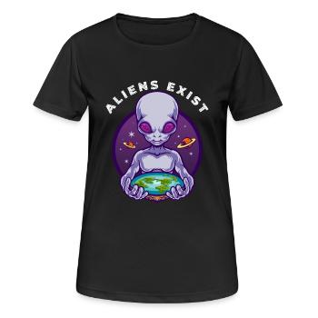 Alien Holding Earth - Women's Breathable T-Shirt - black - Front - AI Model Female 172 light (172cm)