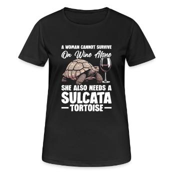 A woman can't survive on wine alone, - Women's Breathable T-Shirt - black - Front - AI Model Female 172 light (172cm)