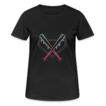 Baseball Batte de baseball - T-shirt respirant Femme - noir - Devant - AI Model Female 172 light (172cm)