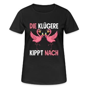 The smarter one tips over to Malle girls JGA Flamingo - Women's Breathable T-Shirt - black - Front - AI Model Female 172 light (172cm)