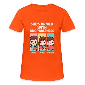Soft Girl Pastell Power Feminine - Frauen T-Shirt atmungsaktiv - Neonorange - Vorne - AI Model Female 172 dark (172cm)