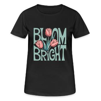 Bloom Bright Tulpen Illustration Frühlingshaftes - Frauen T-Shirt atmungsaktiv - Schwarz - Vorne - AI Model Female 172 light (172cm)