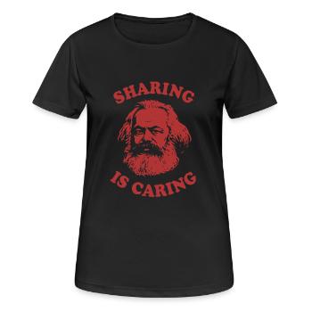 Sharing is caring - Funny Karl Marx Cartoon - Women's Breathable T-Shirt - black - Front - AI Model Female 172 light (172cm)