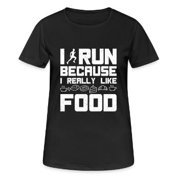 Marathonien Je cours J’aime la nourriture Course à pied - T-shirt respirant Femme - noir - Devant - AI Model Female 172 light (172cm)