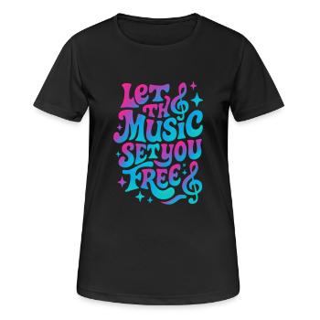 Lassen Sie sich von der Musik befreien, Retro Vibes - Frauen T-Shirt atmungsaktiv - Schwarz - Vorne - AI Model Female 172 light (172cm)