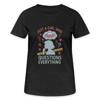 Feuille d’aluminium chapeau société conspiration mème - T-shirt respirant Femme - noir - Devant - AI Model Female 172 light (172cm)