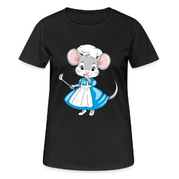 Souris de chef rieuse avec une louche à la main - T-shirt respirant Femme - noir - Devant - AI Model Female 172 light (172cm)