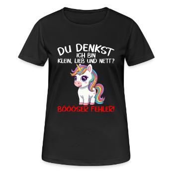 Einhorn lustiger Spruch frech Geschenk süß Mädchen - Frauen T-Shirt atmungsaktiv - Schwarz - Vorne - AI Model Female 172 light (172cm)