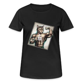 Chat puissant avec du café - T-shirt respirant Femme - noir - Devant - AI Model Female 172 light (172cm)