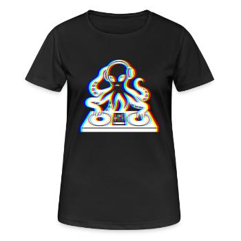 Glitch Kraken – Dein Soundtrack! - Frauen T-Shirt atmungsaktiv - Schwarz - Vorne - AI Model Female 172 light (172cm)