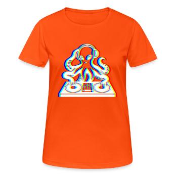 Kraken Glitch – Ta Bande Son! - T-shirt respirant Femme - orange néon - Devant - AI Model Female 172 dark (172cm)