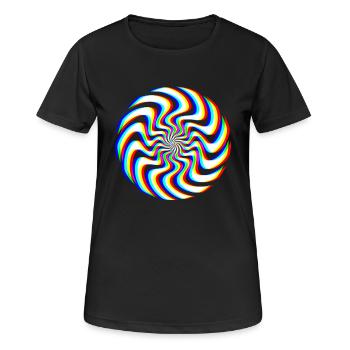 Spirale Glitch – Illusion Optique - T-shirt respirant Femme - noir - Devant - AI Model Female 172 light (172cm)