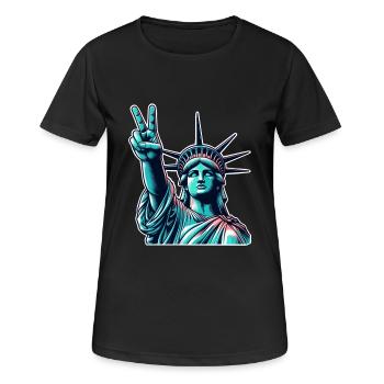 Freiheitsstatue Peace - Frauen T-Shirt atmungsaktiv - Schwarz - Vorne - AI Model Female 172 light (172cm)