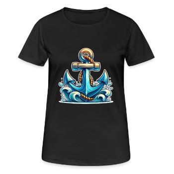 Anker - Frauen T-Shirt atmungsaktiv - Schwarz - Vorne - AI Model Female 172 light (172cm)