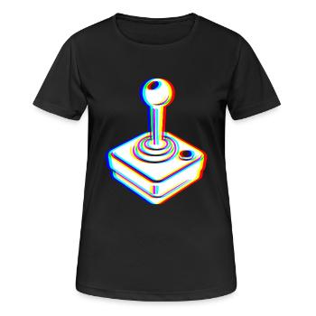 Glitch Joystick – Retro Gaming - Frauen T-Shirt atmungsaktiv - Schwarz - Vorne - AI Model Female 172 light (172cm)