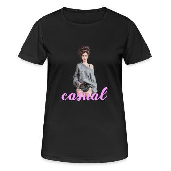Un look décontracté avec style et confiance - T-shirt respirant Femme - noir - Devant - AI Model Female 172 light (172cm)