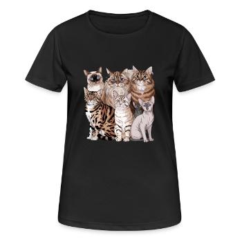 Verschiedene Katzenrassen Illustration - Frauen T-Shirt atmungsaktiv - Schwarz - Vorne - AI Model Female 172 light (172cm)