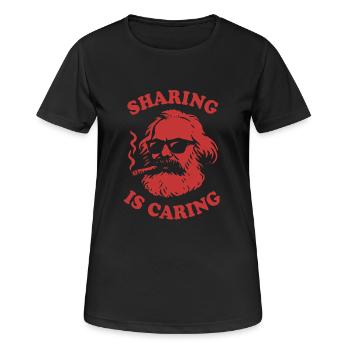 Sharing is caring - Funny Karl Marx Cartoon - Women's Breathable T-Shirt - black - Front - AI Model Female 172 light (172cm)