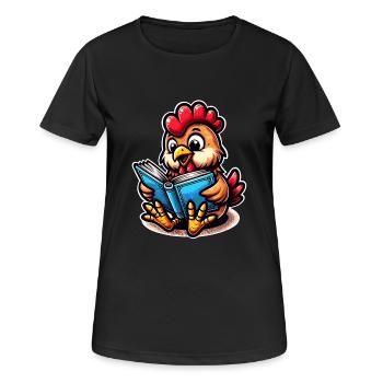 Chicken Reading Books Book Chickens - Women's Breathable T-Shirt - black - Front - AI Model Female 172 light (172cm)