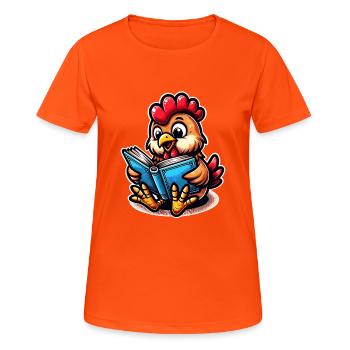 Poulet Lecture Livres Livre Poulets - T-shirt respirant Femme - orange néon - Devant - AI Model Female 172 dark (172cm)