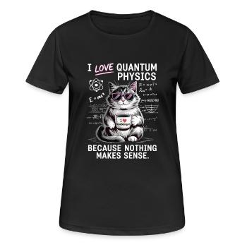 Ich liebe Quantenphysik – nix macht einen Sinn - Frauen T-Shirt atmungsaktiv - Schwarz - Vorne - AI Model Female 172 light (172cm)