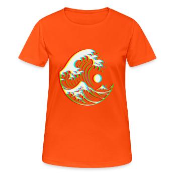 RGB die Kanagawa-Welle - Frauen T-Shirt atmungsaktiv - Neonorange - Vorne - AI Model Female 172 dark (172cm)