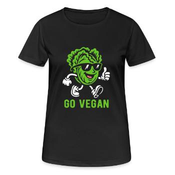 Salade - Go Vegan - Régime végétalien - T-shirt respirant Femme - noir - Devant - AI Model Female 172 light (172cm)