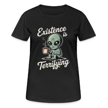 L’existence est terrifiante drôle Alien OVNI Café - T-shirt respirant Femme - noir - Devant - AI Model Female 172 light (172cm)