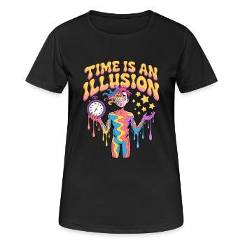 Zeit ist eine Illusion Psychedelisches Design - Frauen T-Shirt atmungsaktiv - Schwarz - Vorne - AI Model Female 172 light (172cm)