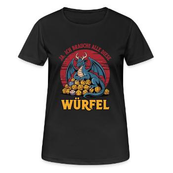 Ja ich brauche alle diese Wuerfel - Frauen T-Shirt atmungsaktiv - Schwarz - Vorne - AI Model Female 172 light (172cm)