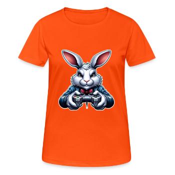 Hase Kaninchen Gamer Gaming Nerd - Frauen T-Shirt atmungsaktiv - Neonorange - Vorne - AI Model Female 172 dark (172cm)