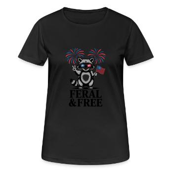 Feral & Free Raccoon Party Independence Day - Women's Breathable T-Shirt - black - Front - AI Model Female 172 light (172cm)