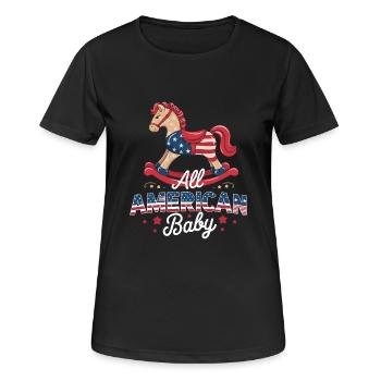 All American Baby Schaukelpferd Design - Frauen T-Shirt atmungsaktiv - Schwarz - Vorne - AI Model Female 172 light (172cm)