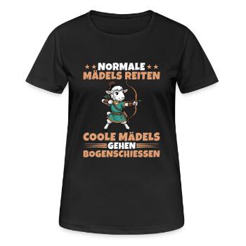 Bogensport Schaf Coole Mädels gehen Bogenschießen - Frauen T-Shirt atmungsaktiv - Schwarz - Vorne - AI Model Female 172 light (172cm)