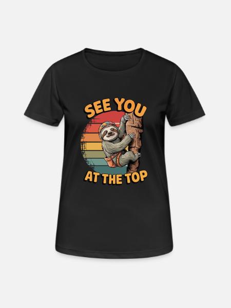 See You at the Top – Climbing Sloth - Women's Breathable T-Shirt - black
