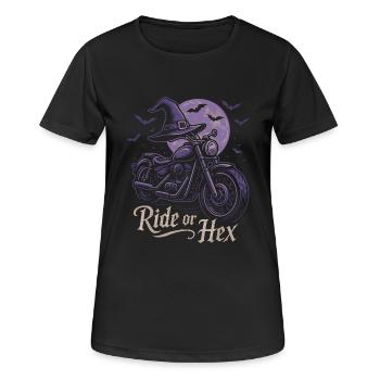 Balade de sorcière à moto à la pleine lune - T-shirt respirant Femme - noir - Devant - AI Model Female 172 light (172cm)