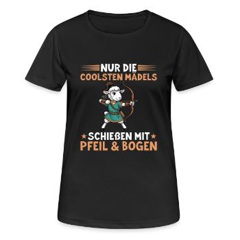 Coole Mädels gehen Bogenschießen - Schaf - Frauen T-Shirt atmungsaktiv - Schwarz - Vorne - AI Model Female 172 light (172cm)