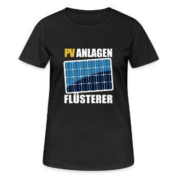 PV Anlagen Flüsterer - Photovoltaik - Solarstrom - Frauen T-Shirt atmungsaktiv - Schwarz - Vorne - AI Model Female 172 light (172cm)