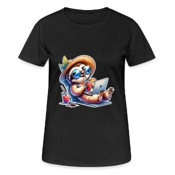 paresseux ordinateur portable cocktail travail - T-shirt respirant Femme - noir - Devant - AI Model Female 172 light (172cm)