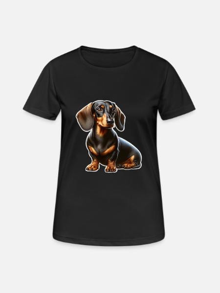 Dackel - Frauen T-Shirt atmungsaktiv - Schwarz