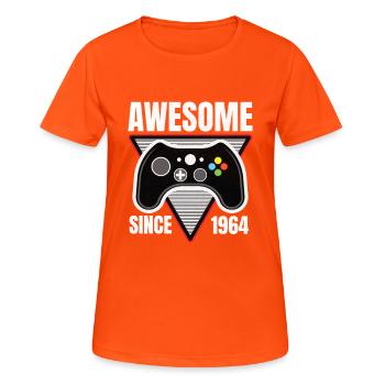 Genial seit 1964 Geburtstag Gamer Gaming - Frauen T-Shirt atmungsaktiv - Neonorange - Vorne - AI Model Female 172 dark (172cm)