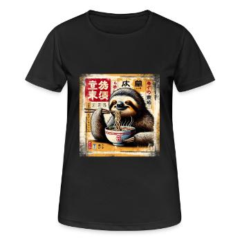 paresseux Ramen Grunge Poster Style - T-shirt respirant Femme - noir - Devant - AI Model Female 172 light (172cm)
