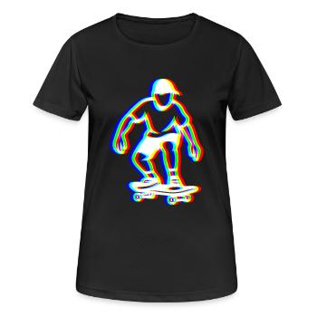 Glitch Skater – Straßenschwingungen - Frauen T-Shirt atmungsaktiv - Schwarz - Vorne - AI Model Female 172 light (172cm)