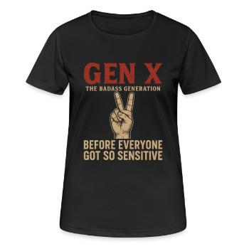 Gen X : la génération cool - T-shirt respirant Femme - noir - Devant - AI Model Female 172 light (172cm)