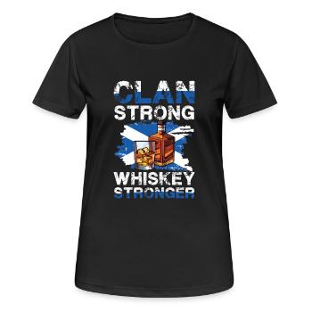 Clan Strong Whiskey Stronger Schottland Motiv - Frauen T-Shirt atmungsaktiv - Schwarz - Vorne - AI Model Female 172 light (172cm)