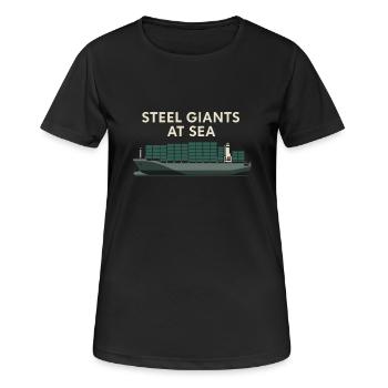 Dispositif de vision de navire Porte-conteneurs Cargo - T-shirt respirant Femme - noir - Devant - AI Model Female 172 light (172cm)