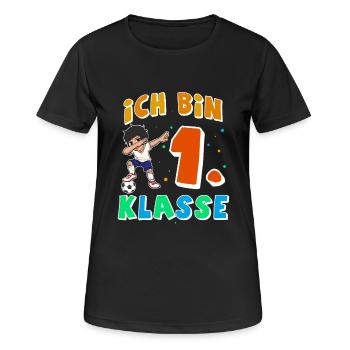 Einschulung Fußball - Frauen T-Shirt atmungsaktiv - Schwarz - Vorne - AI Model Female 172 light (172cm)